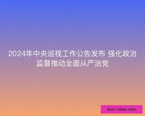2024年中央巡视工作公告发布 强化政治监督推动全面从严治党