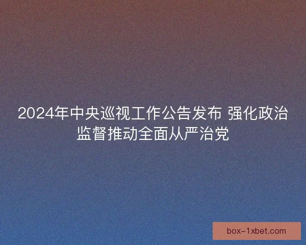 2024年中央巡视工作公告发布 强化政治监督推动全面从严治党