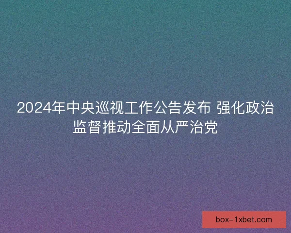 2024年中央巡视工作公告发布 强化政治监督推动全面从严治党