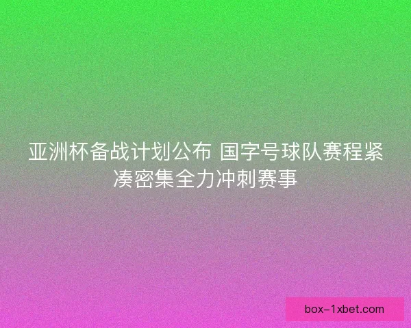 亚洲杯备战计划公布 国字号球队赛程紧凑密集全力冲刺赛事