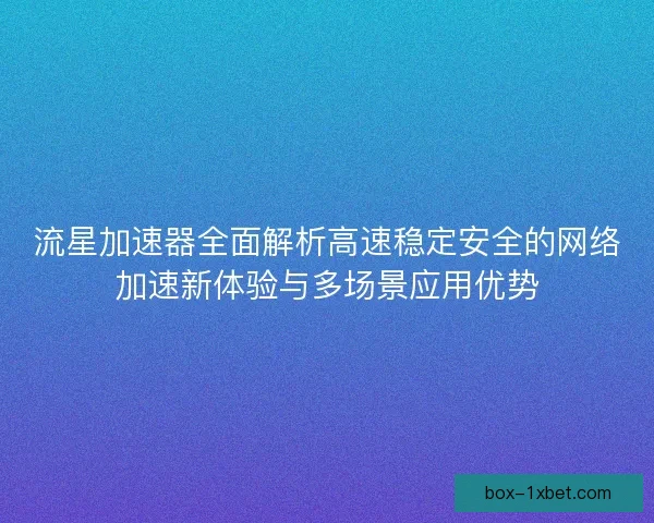 流星加速器全面解析高速稳定安全的网络加速新体验与多场景应用优势