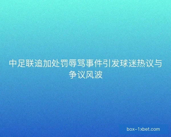 中足联追加处罚辱骂事件引发球迷热议与争议风波